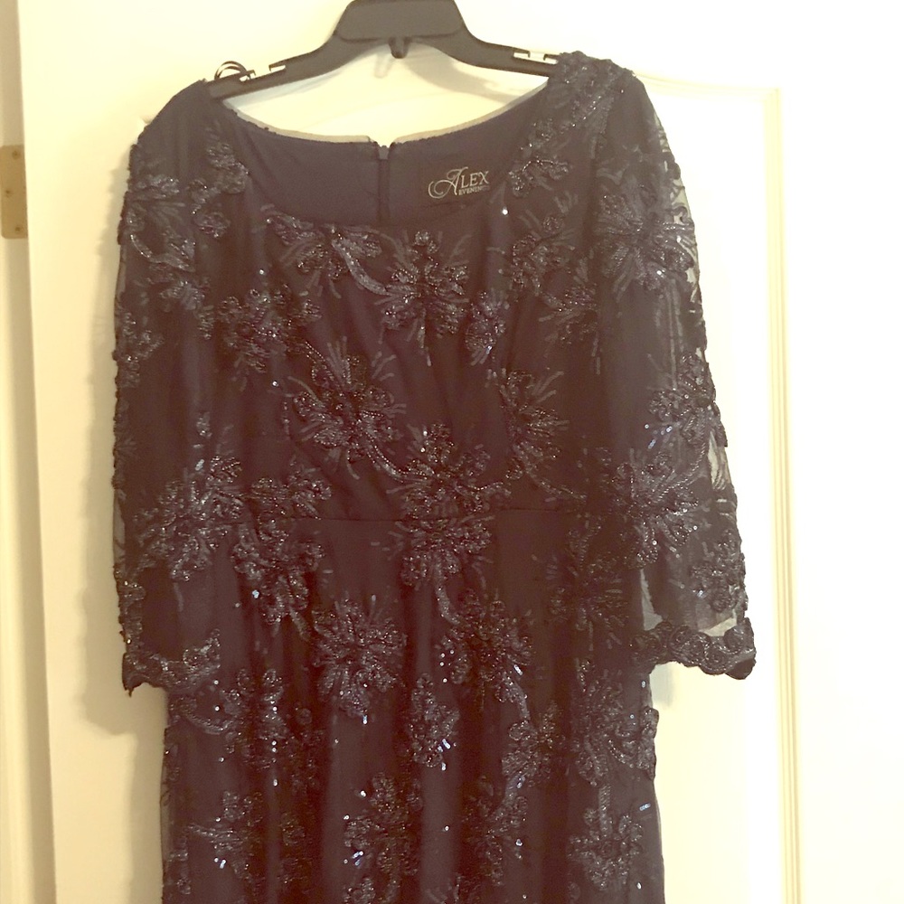 Blue formal tea length dress